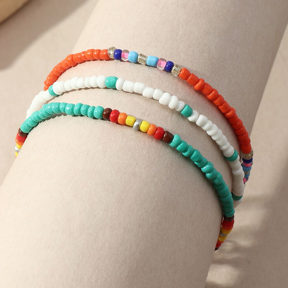 Bohemian Ethnic Style Colorful Rice Bead Anklet