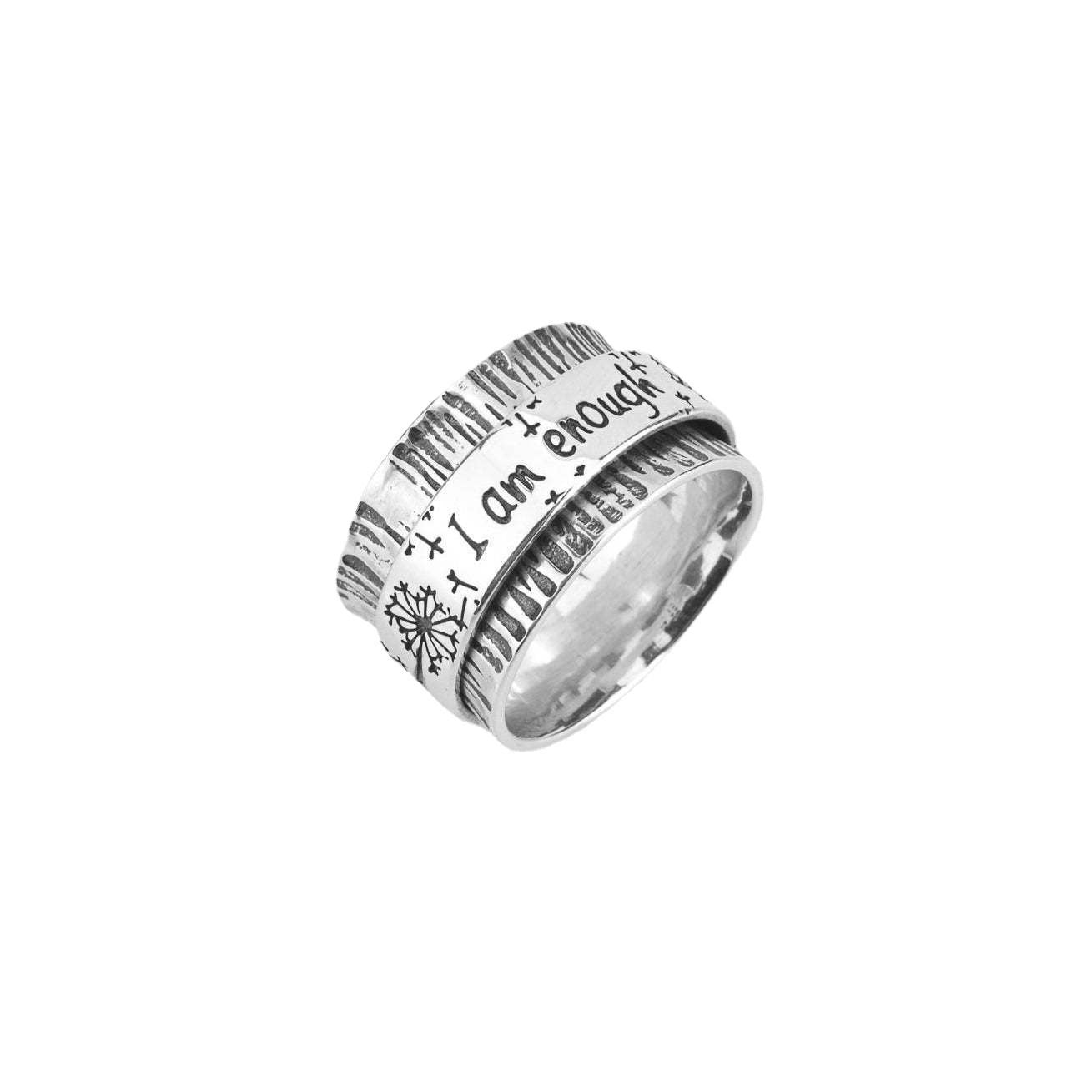 European And American Retro Carved Dandelion Rotatable Ring Flower Decompression Ring