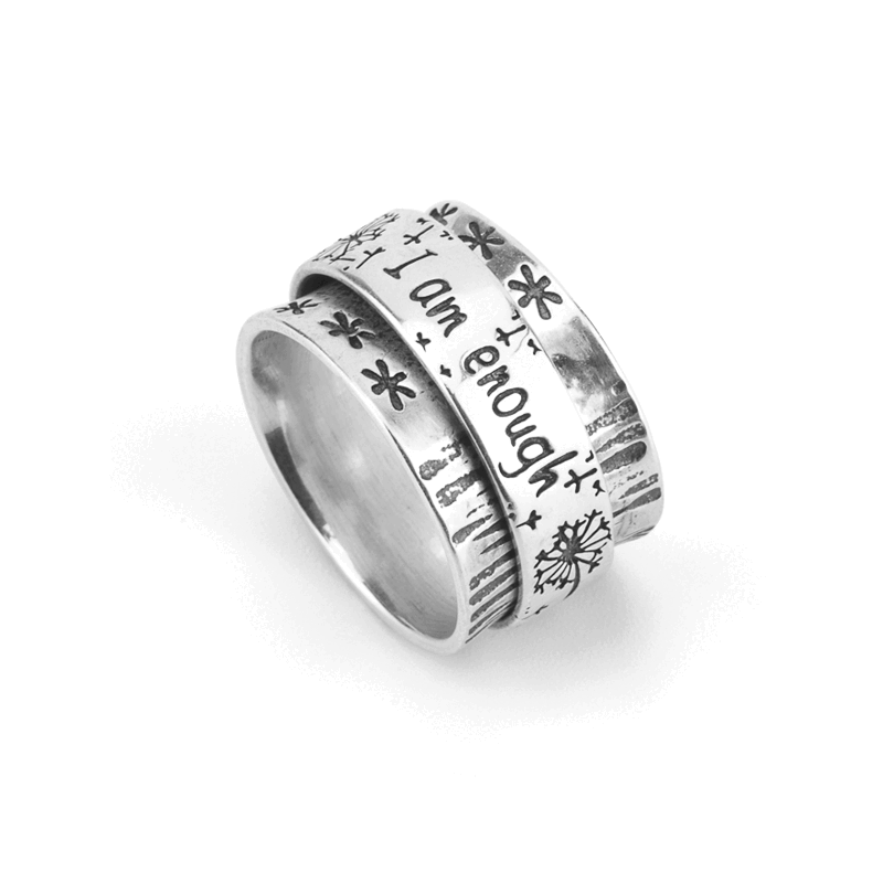 European And American Retro Carved Dandelion Rotatable Ring Flower Decompression Ring