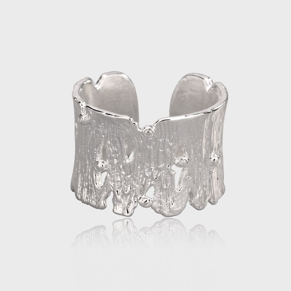 Bark Texture Opening Personality Irregular Forefinger Ring Small Design