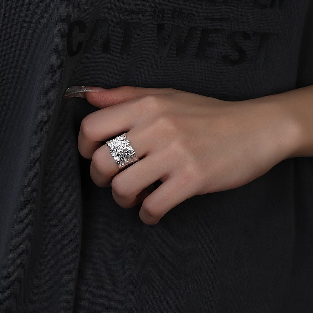 Bark Texture Opening Personality Irregular Forefinger Ring Small Design