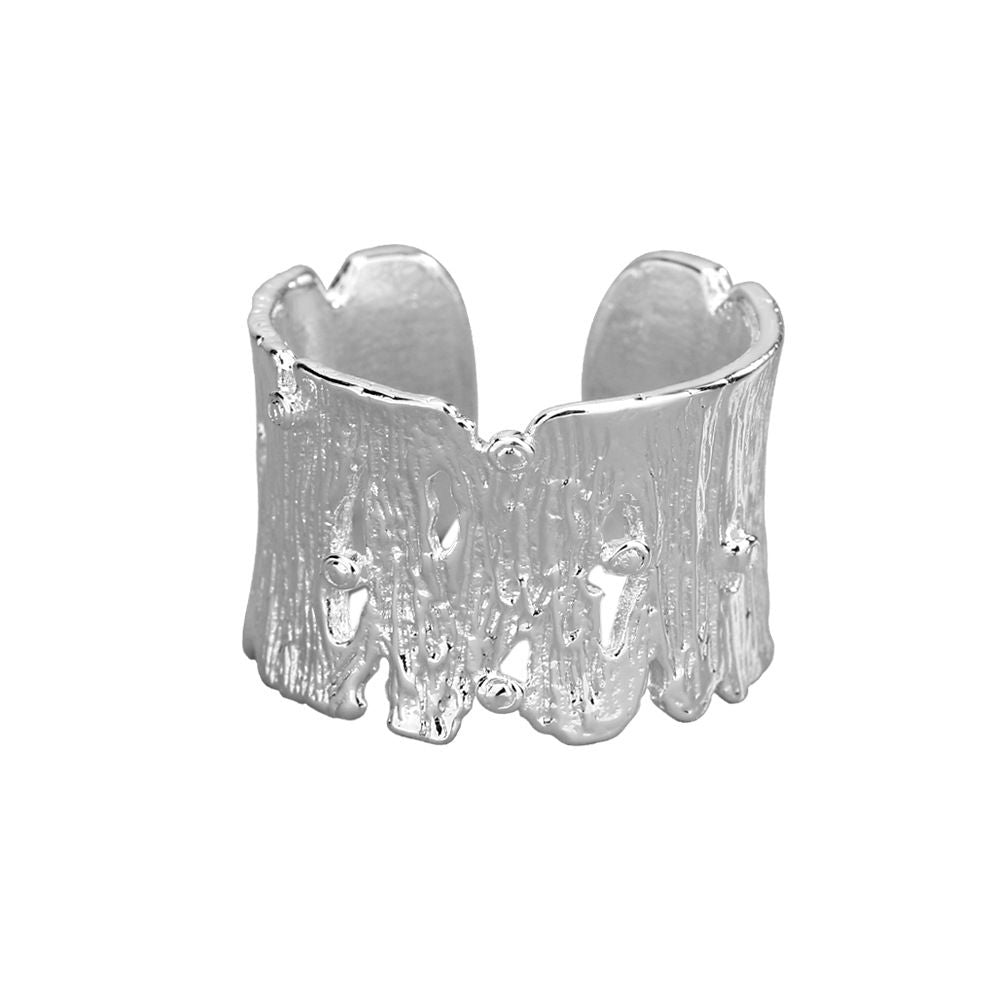Bark Texture Opening Personality Irregular Forefinger Ring Small Design