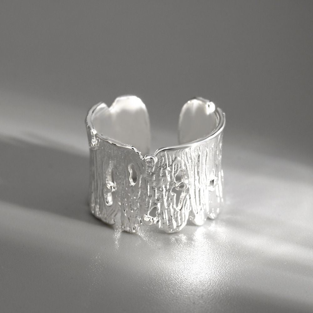 Bark Texture Opening Personality Irregular Forefinger Ring Small Design