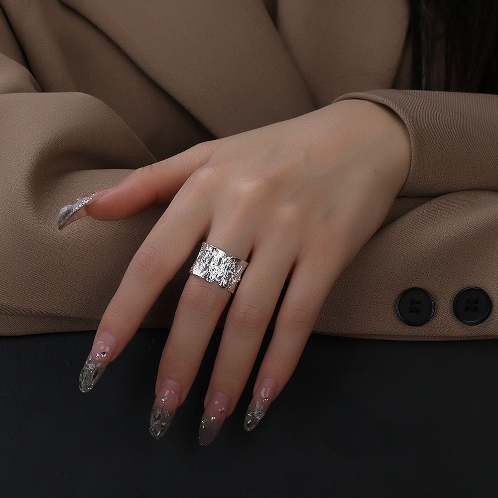 Bark Texture Opening Personality Irregular Forefinger Ring Small Design
