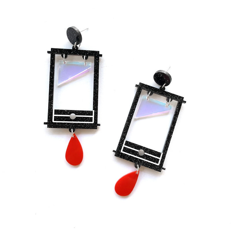 European And American Exaggerated Funny Acrylic Dark Water Drop Love Earrings