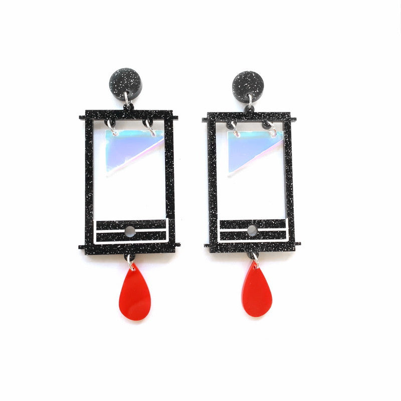 European And American Exaggerated Funny Acrylic Dark Water Drop Love Earrings