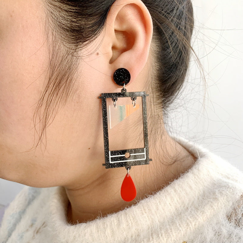European And American Exaggerated Funny Acrylic Dark Water Drop Love Earrings