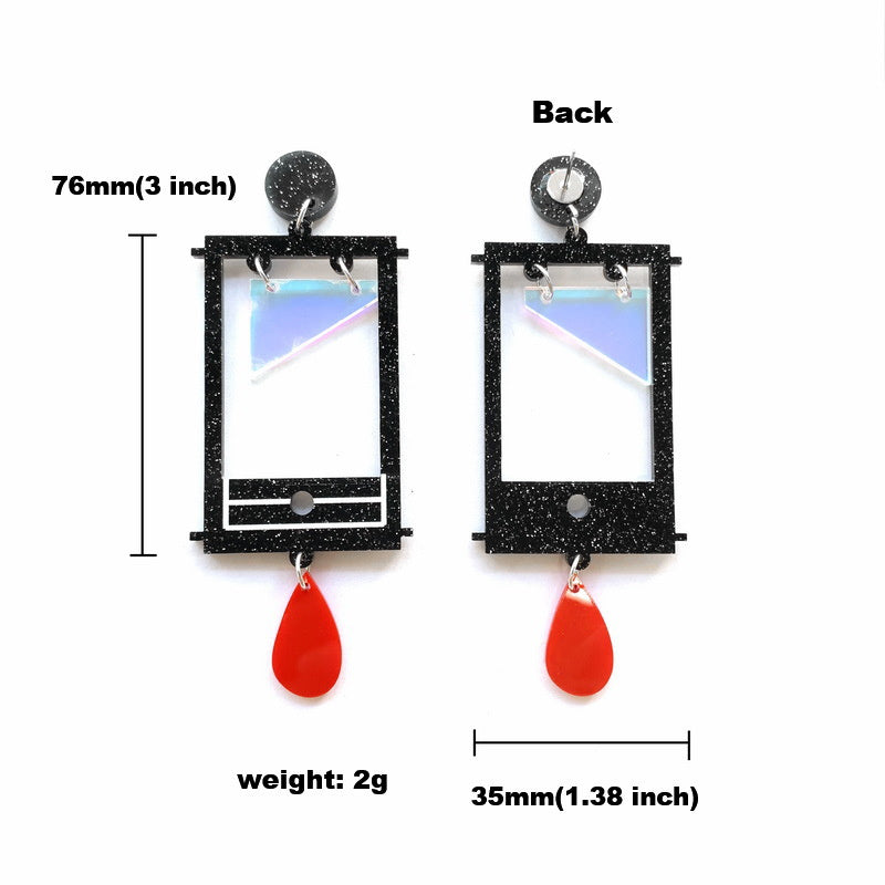 European And American Exaggerated Funny Acrylic Dark Water Drop Love Earrings