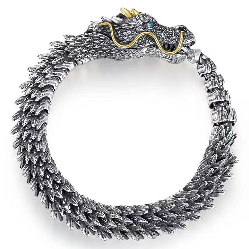 Handmade Retro Domineering Dragon Head Bracelet Men's Fashion