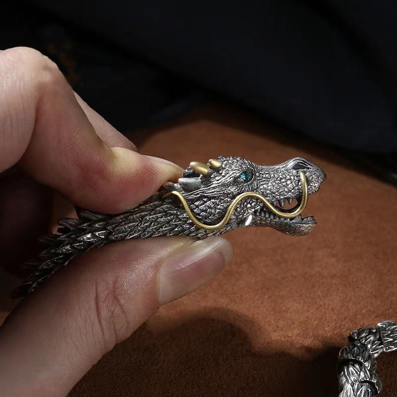 Handmade Retro Domineering Dragon Head Bracelet Men's Fashion
