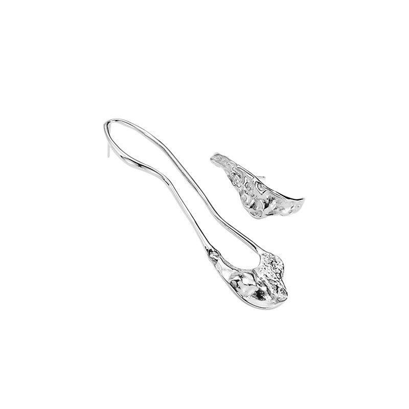 Women's Fashion Sterling Silver Long Textured Earrings