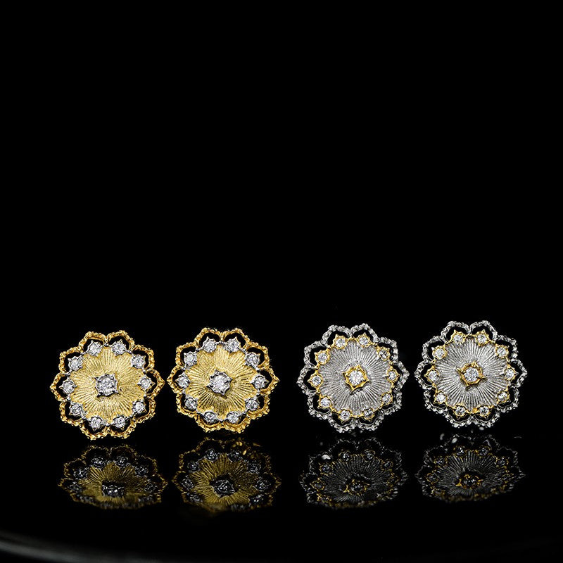 Ancient Court Sunflower Stud Earrings