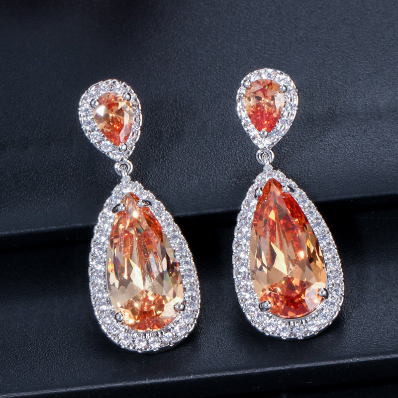 Classic Water Drop Earrings Micro Inlaid Zircon Long Earrings