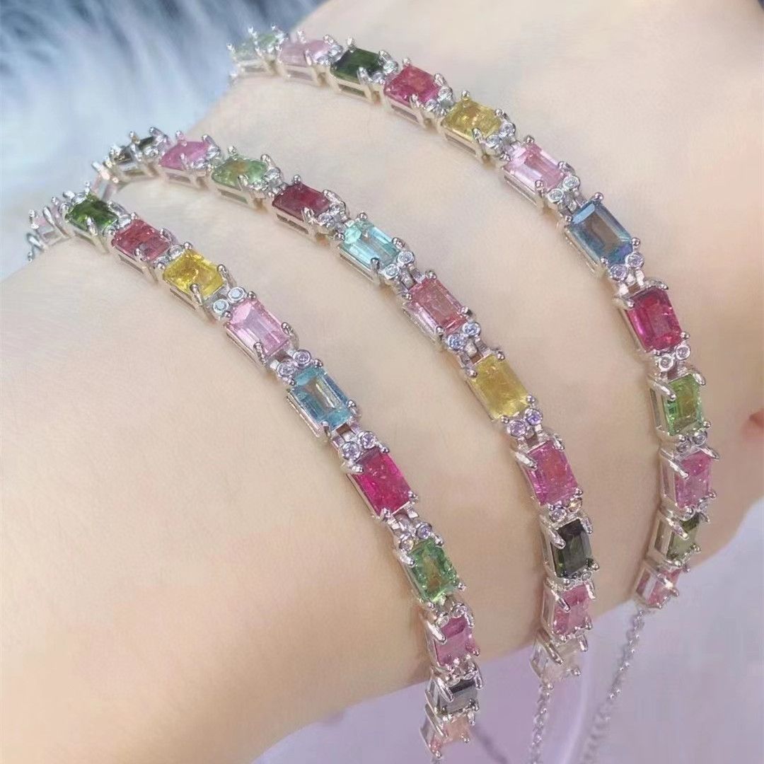 12 Pieces Of Natural Tourmaline Bracelet With Fire Colors