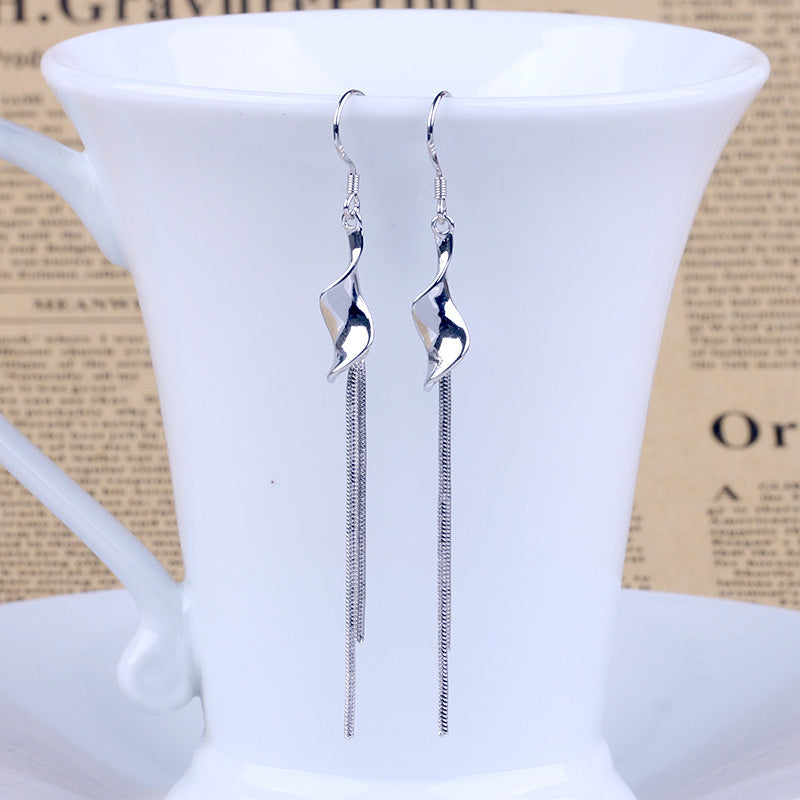 Elegant Female Silvering Earrings Exaggerated Twisted Pieces